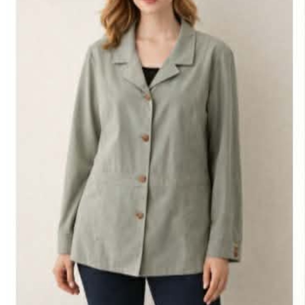 FASHION BUG Green Vintage Suede Button Up Blazer Jacket NWOT